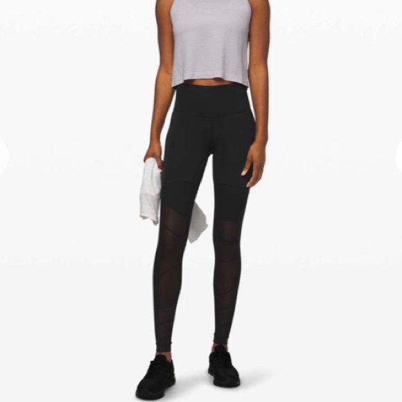 Lululemon Sheer Will High Rise Black Mesh Leggings - Picture 3 of 9
